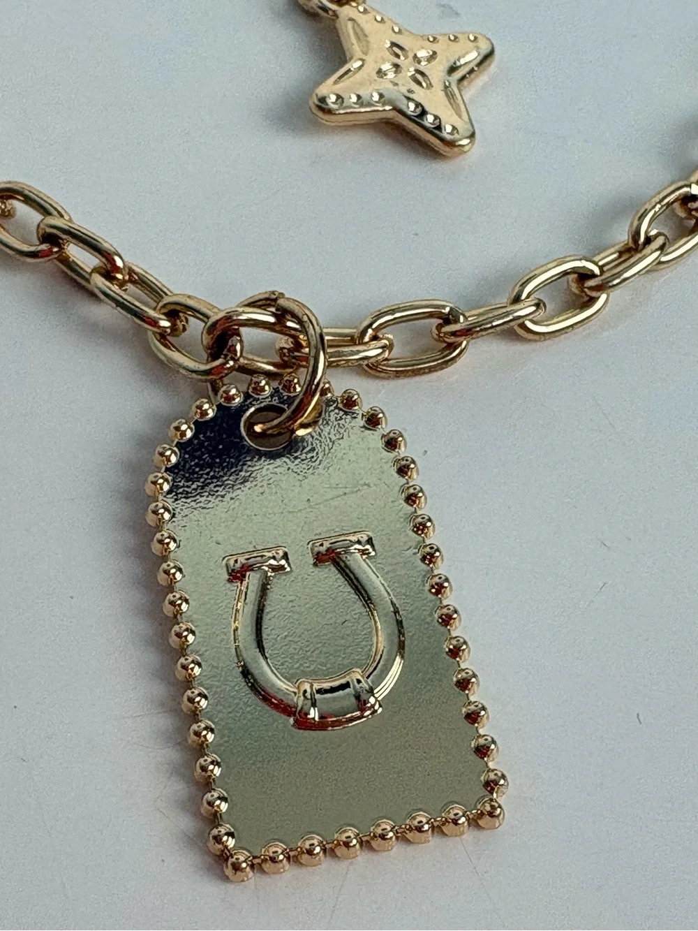MAURICES Gold Horseshoe Double Layer Charm Necklace Western